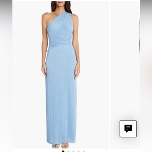 Maggy London Blue One Shoulder Sleeveless Gown